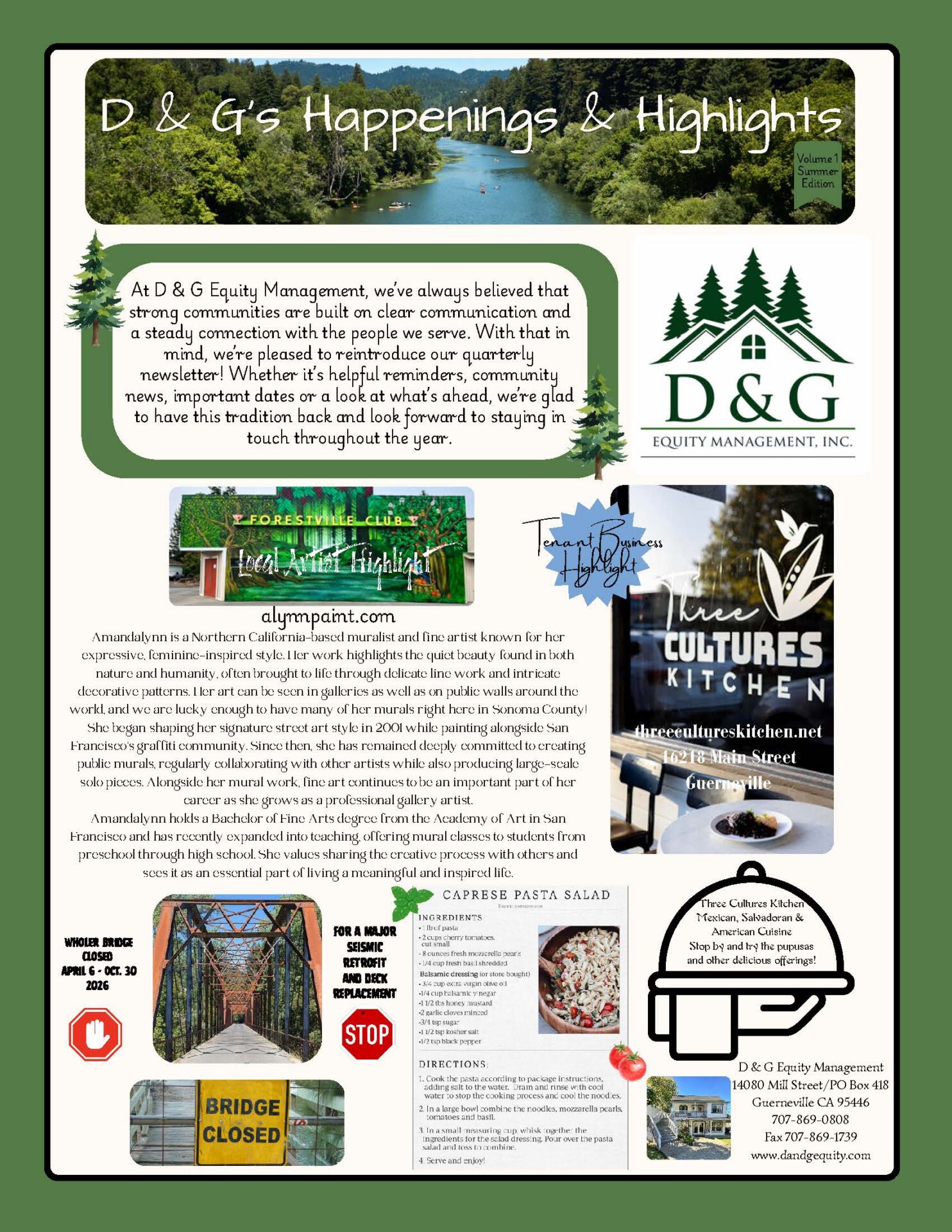 Summer 2026 D & G Newsletter